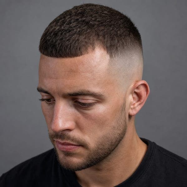 Caesar fade for receding hairline