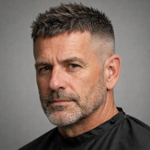 Mature textured crop haircut