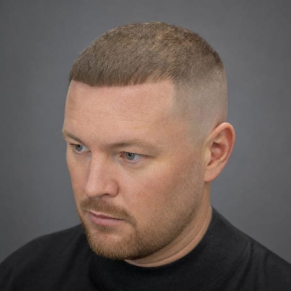 Short Caesar haircut for thinning hair