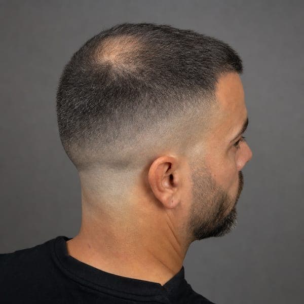 Very short style for balding crown